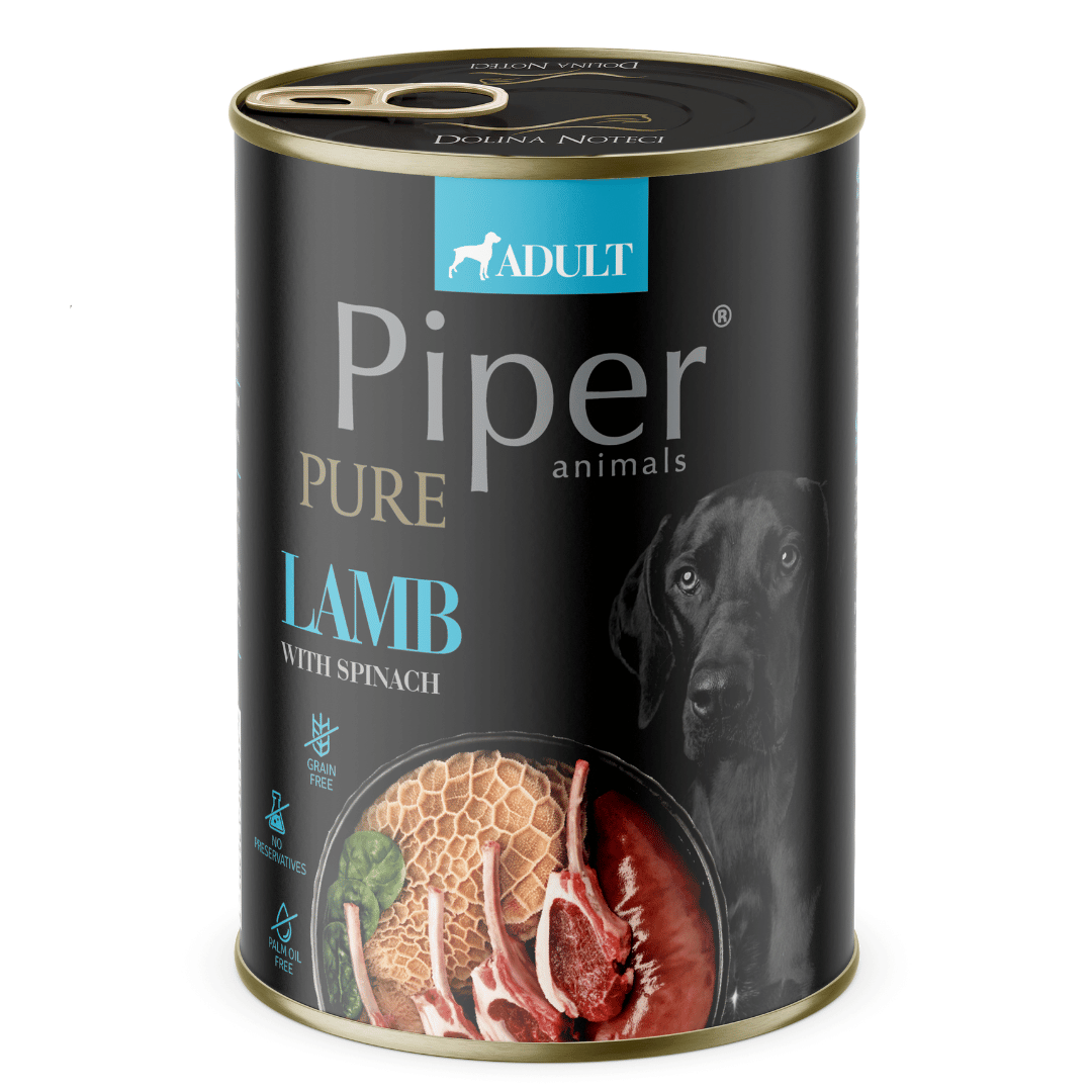 PIPER PURE Dog Adult храна за кучета с агне и спанак, 400 г
