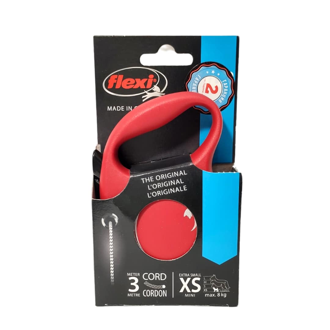 flexi FUN XS 3 м въже, червен, за кучета до 8 кг