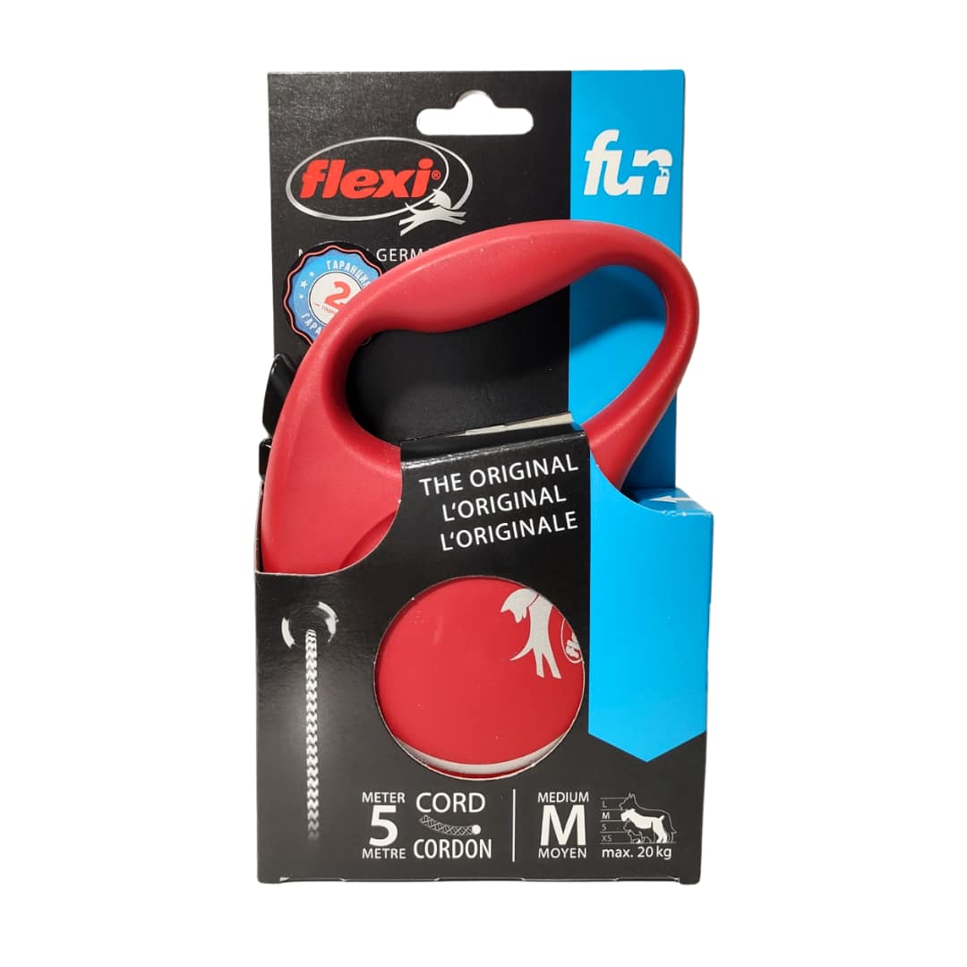 flexi FUN M 5 м въже, червен, за кучета до 20 кг