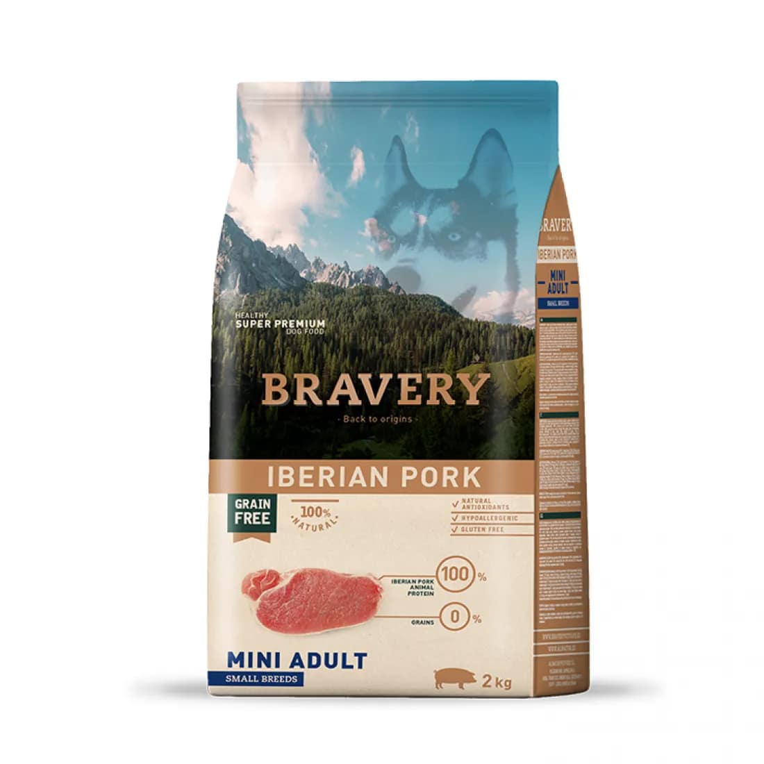 Bravery Iberian Pork Small & Mini Breeds Adult Dog - Пълноценна храна за израснали кучета от дребни и мини породи с иберийско свинско 2 кг