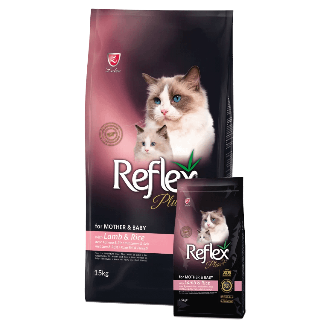 Reflex Plus Mother ​​&​​ Baby Cat Food with Lamb - Пълноценна храна за подрастващи котки и майки кърмачки с агнешко месо и ориз 15 кг