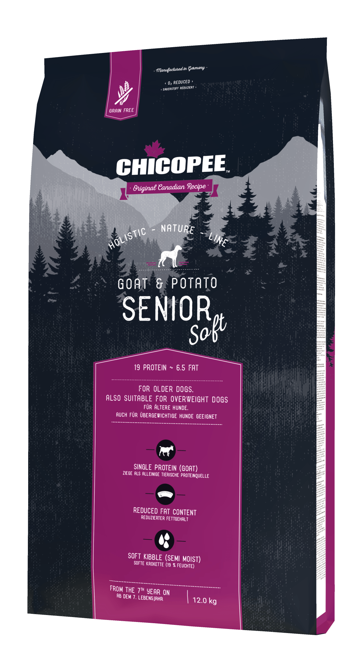 Chicopee Dog HNL Senior Soft+ мека гранула за възрастни кучета, козе и картофи, 12кг - Image 2