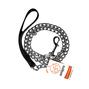 anipro повод синджир Standard quality 2.0мм/100см с дръжка черна лента