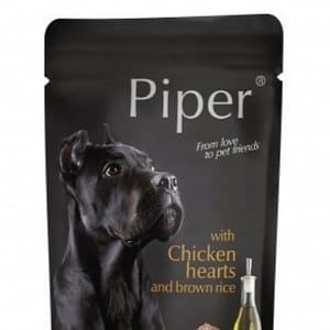 Piper Adult пауч пилешки сърца/кафяв ориз, 150 г / 10 бр  СТЕК