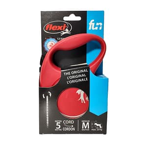 flexi FUN M 5 м въже, червен, за кучета до 20 кг