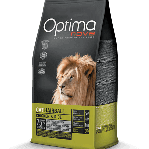 OPTIMA NOVA CAT Hairball Chicken & Rice - Пиле и Ориз 8кг