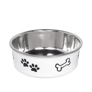 Метална хранилка "FUSION" с гумена основа - Бяла 1,8л