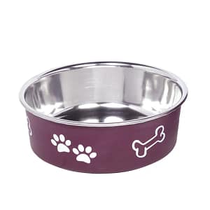 Метална хранилка "FUSION" с гумена основа - Червена 1,8л