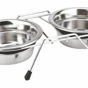 Метална хранилка двойна с гума 400мл