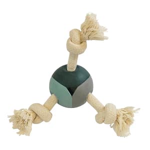 Гумена играчка топка с въжета на възли