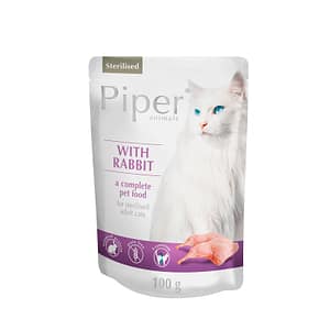 Piper Cat Sterilised 100 г пауч - за кастрирани котки със заек / 10 бр.  СТЕК
