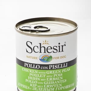 Schesir - Nature Chicken with Green Peas С2803 - Консерва за кучета с пилешки филенца и грах 285 грама
