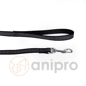 anipro Sport+ повод от лента със светлоотразителни нишки, 20мм/120см черен