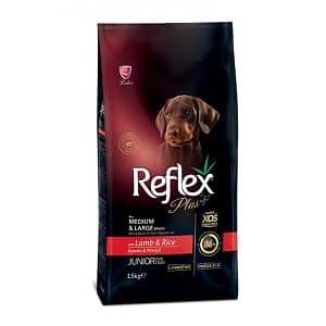 Reflex Plus Junior Medium & Large Breeds Lamb and Rice - Пълоценна храна за подрастващи кучета с агнешко и ориз от средни и едри породи 15 кг