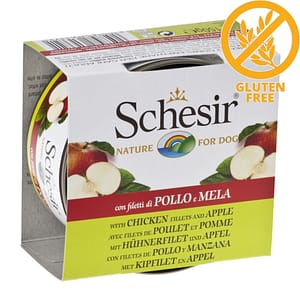 Schesir Dog Chicken Fillets with Apple -Пиле с ябълка- консерва за кучета 150гр