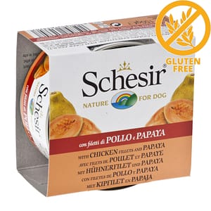 Schesir Dog Chicken Fillets with Papaya -Пиле с папая- консерва за кучета 150гр