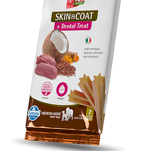 TREAT ND QUINOA DOG SKIN COAT VENISON100g ADULT MED/MAX  - лакомство