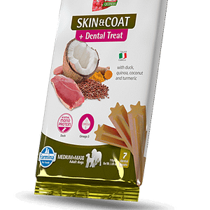 TREAT ND QUINOA DOG SKIN COAT DUCK 100g ADULT MED/MAX - лакомство