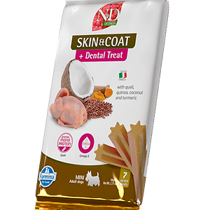 TREAT ND QUINOA DOG SKIN COAT QUAIL ADULT MINI 60g - лакомство