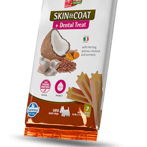 TREAT ND QUINOA DOG SKIN COAT HERRING ADULT MINI 60g- лакомство