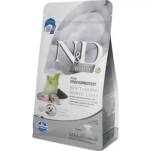N&D DOG WHITE SEA BASS  PUPPY MINI 1, 5 KG SPIRULINA AND FENNEL - бяло куче