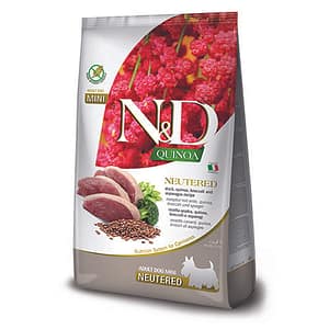 N&D DOG QUINOA NEUTERED DUCK 0.800 KG Adult MINI - кастр. куче с патица , броколи и аспержи