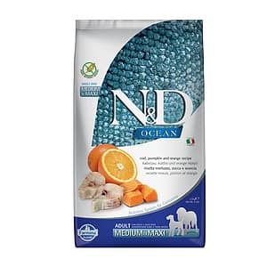 N&D DOG PUMPKIN OCEAN AD MED/MAXI 2.5kg- куче ,тиква с риба треска