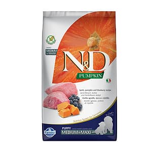 N&D DOG PUMPKIN PUPPY MED/MAXI 2.5KG куче,агнешко и боровинки