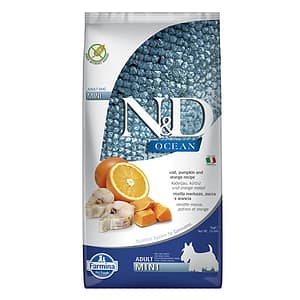 N&D DOG OCEAN ADULT MINI PUMPKIN 7 KG куче,тиква с риба треска и портокал