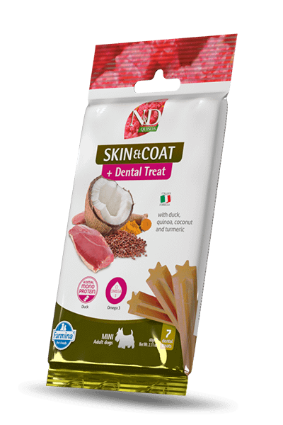 TREAT ND QUINOA DOG SKIN COAT DUCK ADULT MINI 60g- лакомство