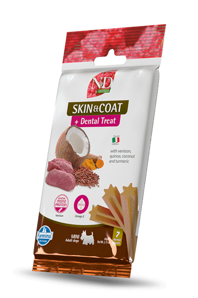 TREAT ND QUINOA DOG SKIN COAT VENISON ADULT MINI 60g - лакомство