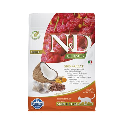N&D CAT QUINOA SKIN&COAT ХЕРИНГА 0.300 KG