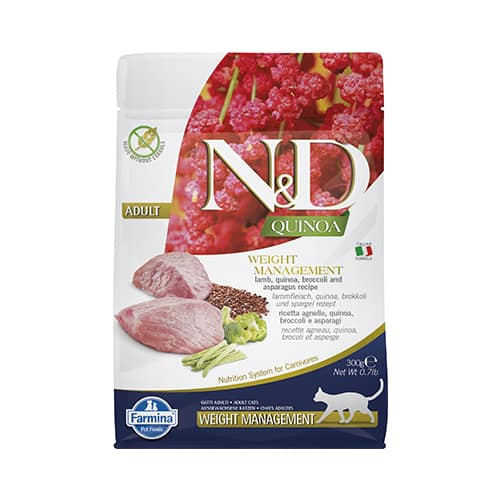 N&D CAT QUINOA WEIGHT LAMB 0.300 KGс агнешко и броколи