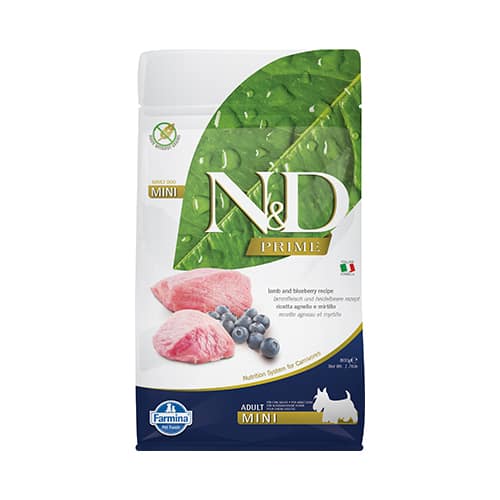 N&D PRIME DOG LAMB&BLUEBER. ADULT MINI 800G