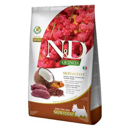 N&D DOG QUINOA SKIN&COAT ADULT MINI VENISON 0.800 KG - С ЕЛЕНОВО МЕСО