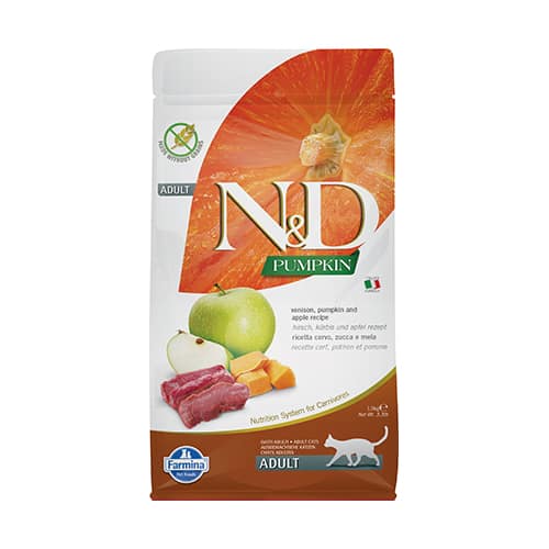 N&D CAT ADULT PUMPKIN 1.5kg коте ,тиква с еленово месо и ябълка