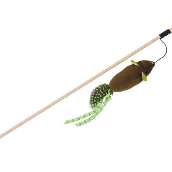 Въдица с плюшена мишка кафяво/зелено