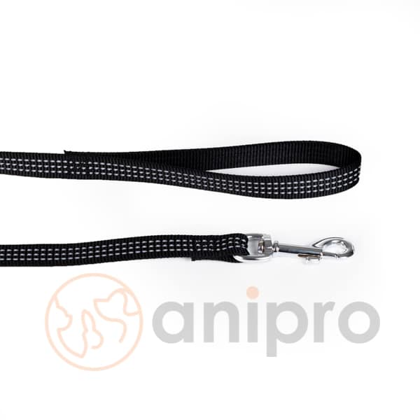anipro Sport+ повод от лента със светлоотразителни нишки, 20мм/120см черен