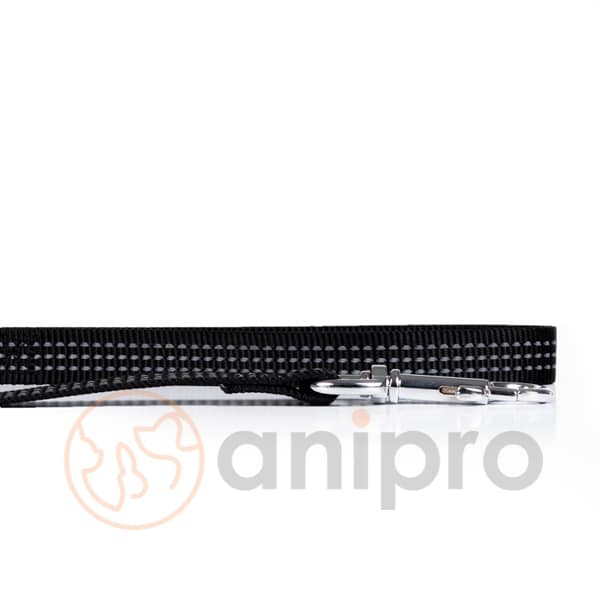 anipro Sport+ повод от лента със светлоотразителни нишки, 20мм/120см черен - Image 2