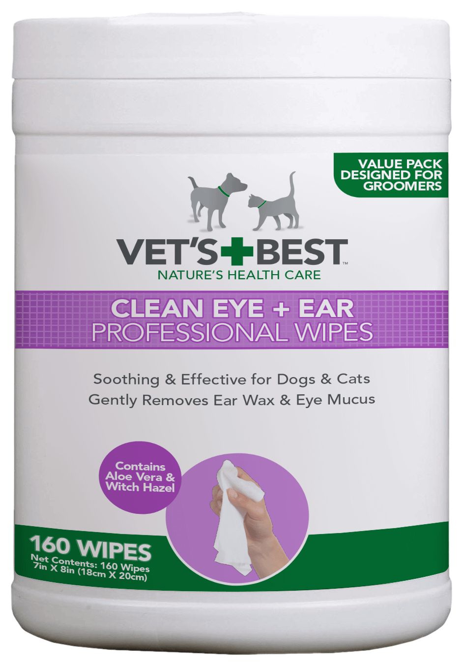 Vet's Best Eye & Ear wipes 160 бр почистващи кърпички очи/уши куче/коте 18 х 20см